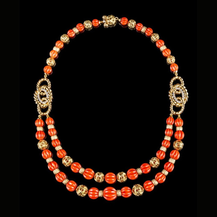 Scilla, Hard stone and diamond necklace